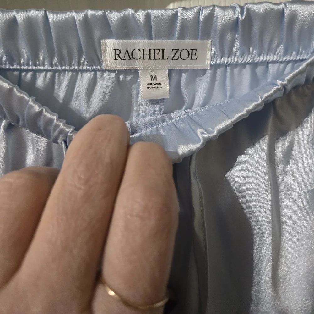 Rachel Zoe Satin Pajama Set, Light Blue w/Lace Detail, Bridal, Feminine, EUC!